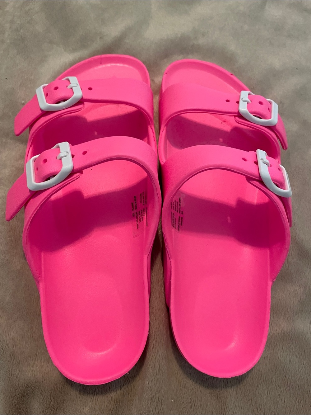 Kids Bright Pink Double-Buckle Slide Sandals